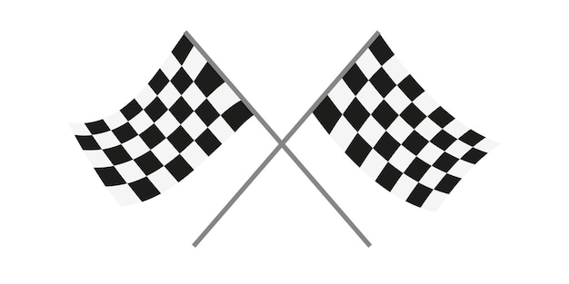 Logo di bandiere bianche e nere incrociate concettuale per il motorsport.