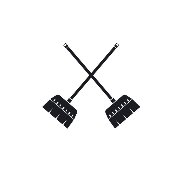 Vector crossed broom illustration vector templatesymbol of cleaner