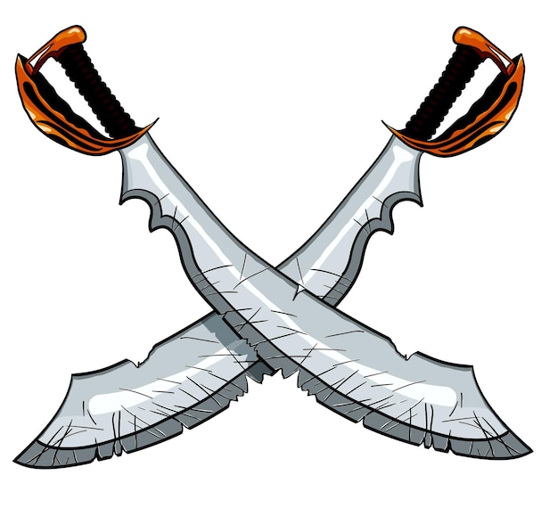 Vector crossed cutlass pirate sword vector illustration for tattoo or t-shirt design