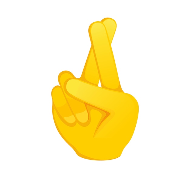 Vettore iconica delle dita incrociate emoji vettoriale a gesto giallo