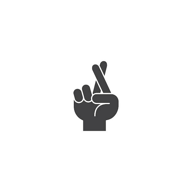 Vector crossed fingers wish for luck hand gesture vector outline icon illustration