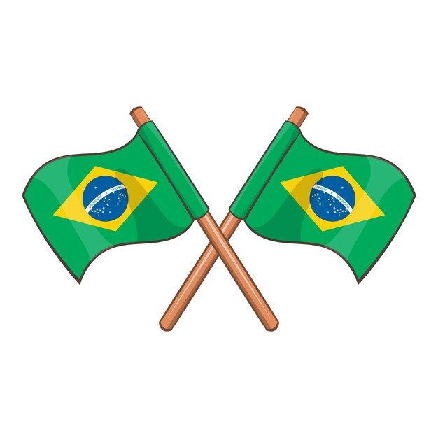 ブラジルの国旗を横切った画像 - ブラジル国旗の画像 - ベクトルアイコン