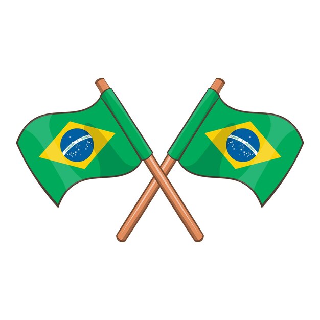 Vector crossed flags of brazil brazil icon cartoon illustration of crossed flags of brazil vector icon for web