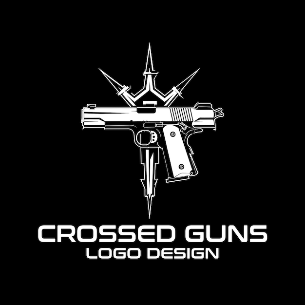 Vector crossed guns vector logo design