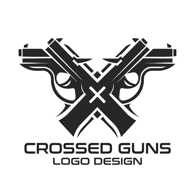 Вектор Дизайн логотипа crossed guns vector