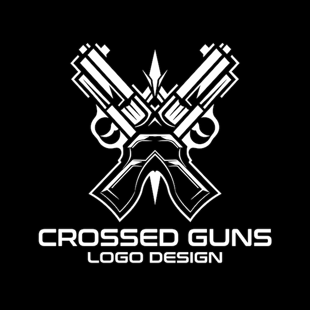 Vector crossed guns vector logo ontwerp