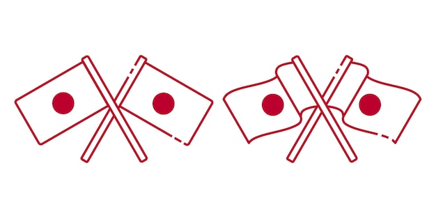 Crossed Japanese Flag Vector Illustration