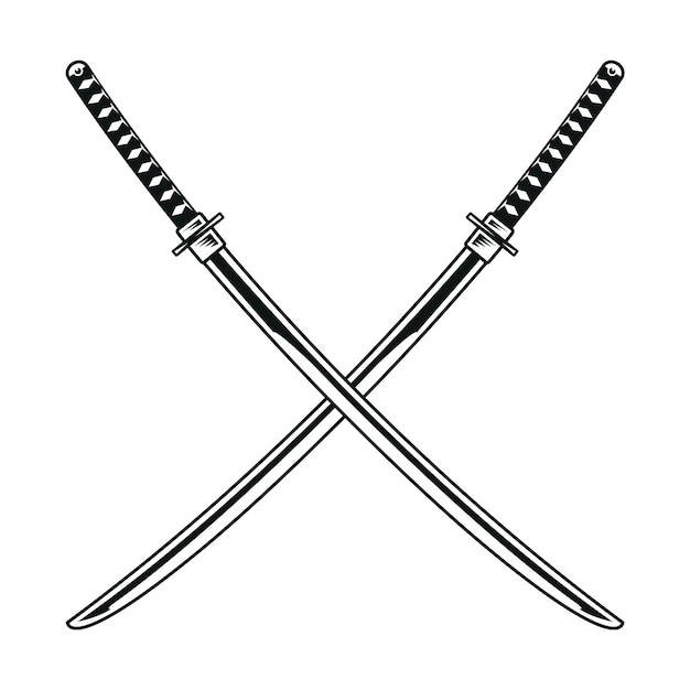 Crossed Katana Swords Vector