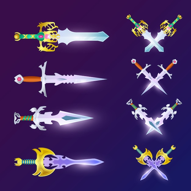 Crossed magic weapon set