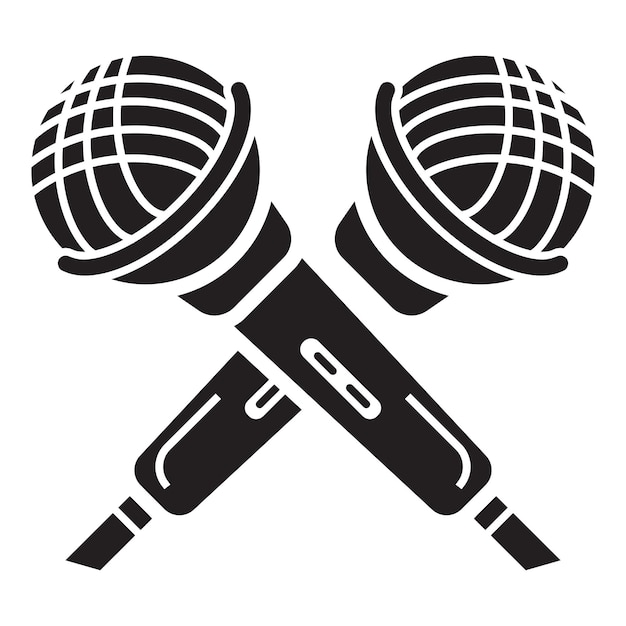 Икона с перекрестным микрофоном Простая иллюстрация викторной иконы с перекрестом микрофона для веб-дизайна, изолированной на белом фоне