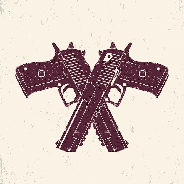 Crossed powerful pistols two handguns