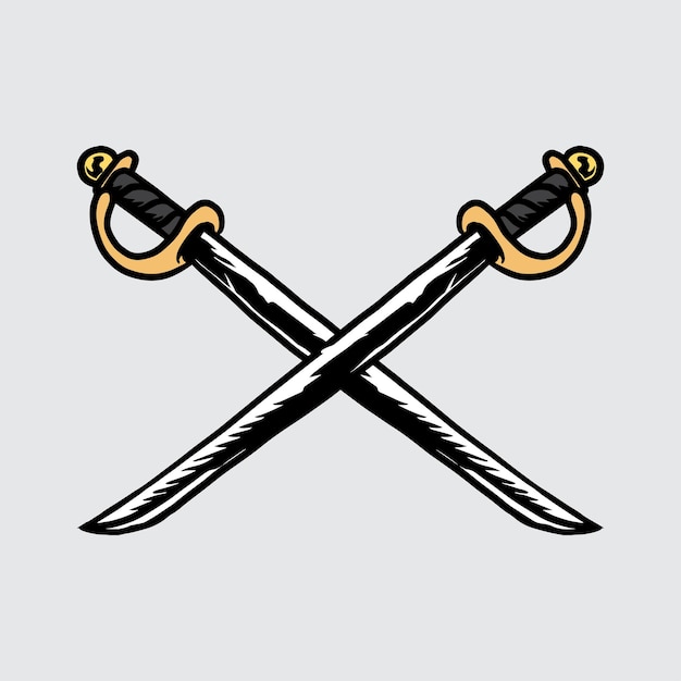 Crossed sword vector