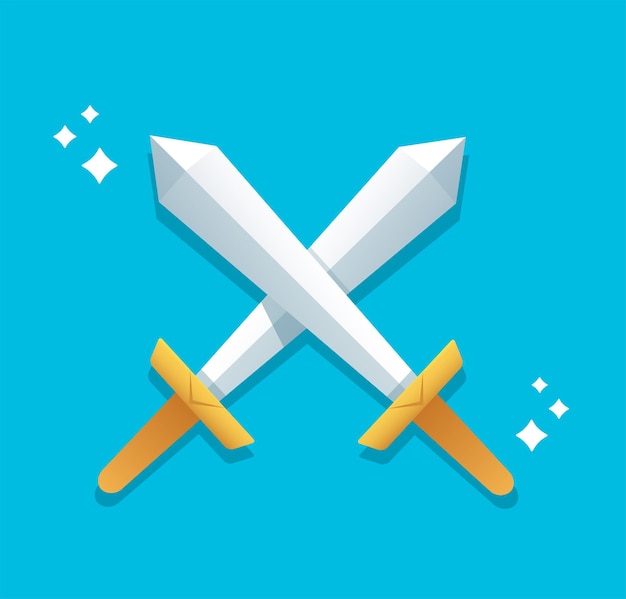 Vector crossed swords cartoon vector illustration