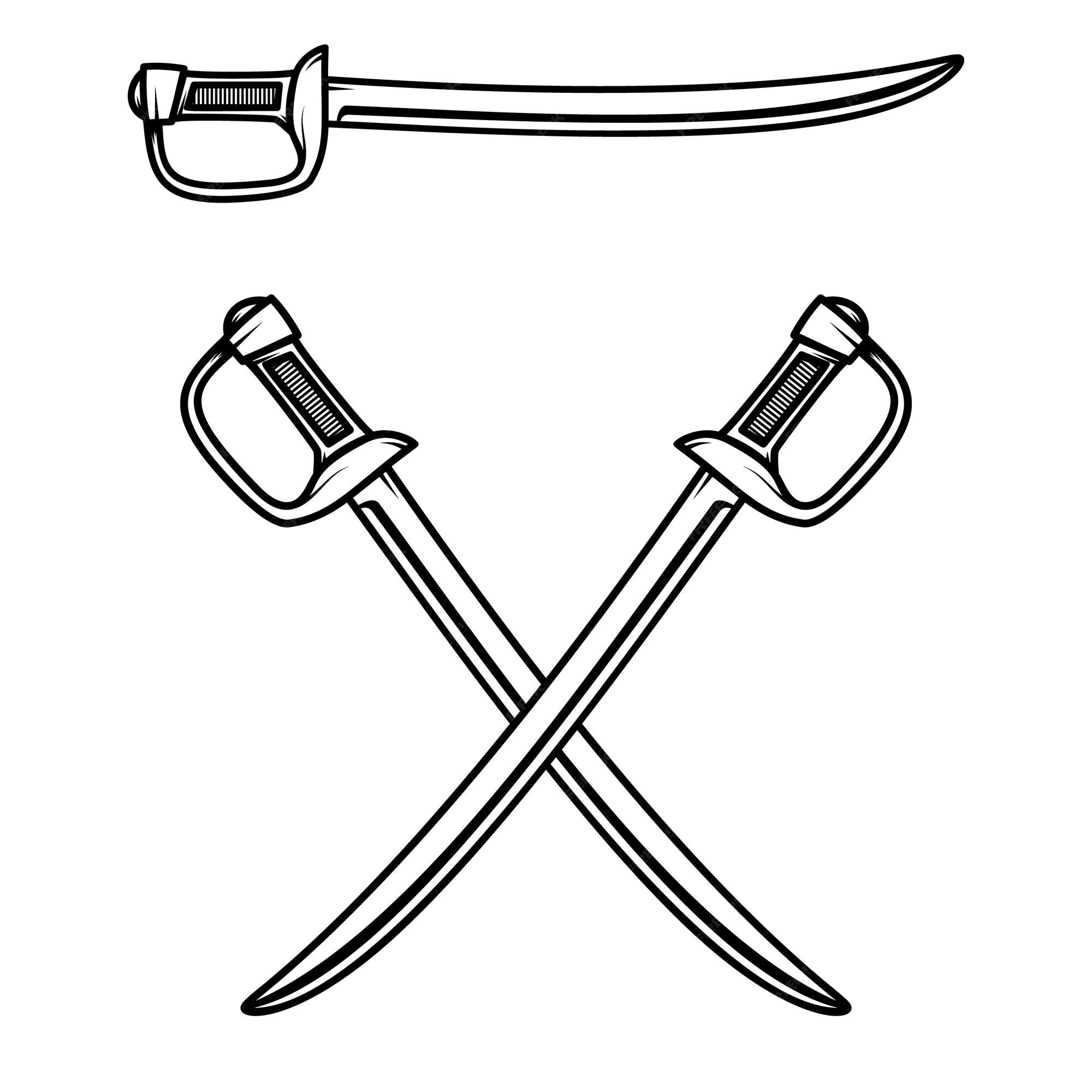 Crossed Swords Sketch Vector Illustration, Vectors