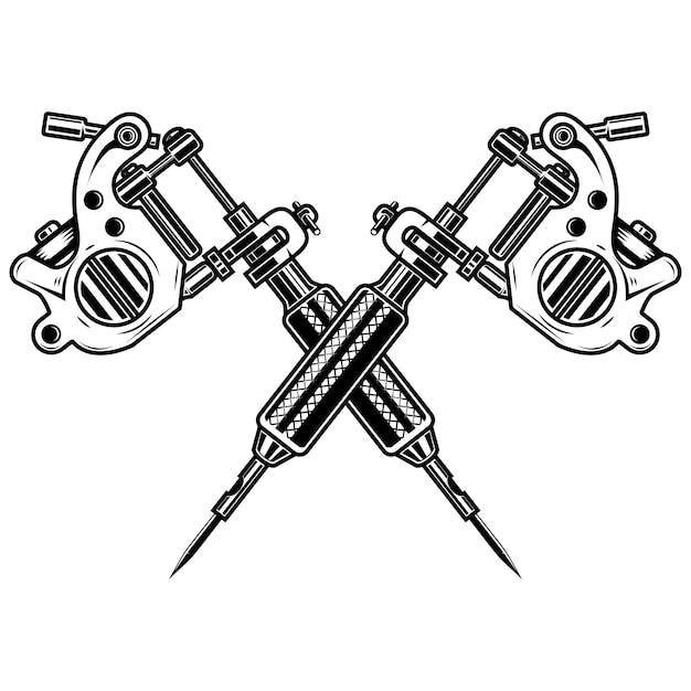 Скрещенные татуировки на белом фоне. элемент для плаката, эмблемы, знака, значка. иллюстрация