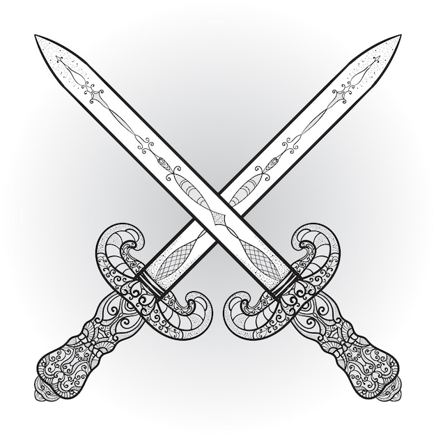 Medieval crossed swords 1214069 Vector Art at Vecteezy