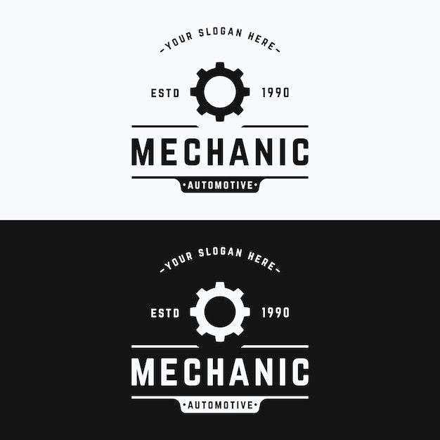 Vector crossed wrench logo sjabloonontwerp met vintage uitrustinglogo voor werkplaats badge industryservice of reparatie en monteur