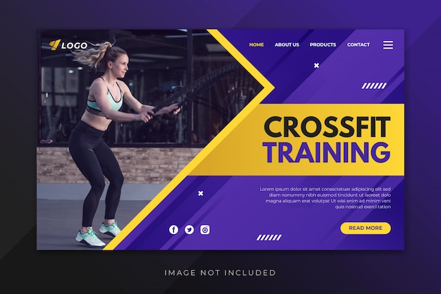 Vector crossfit training landing page template