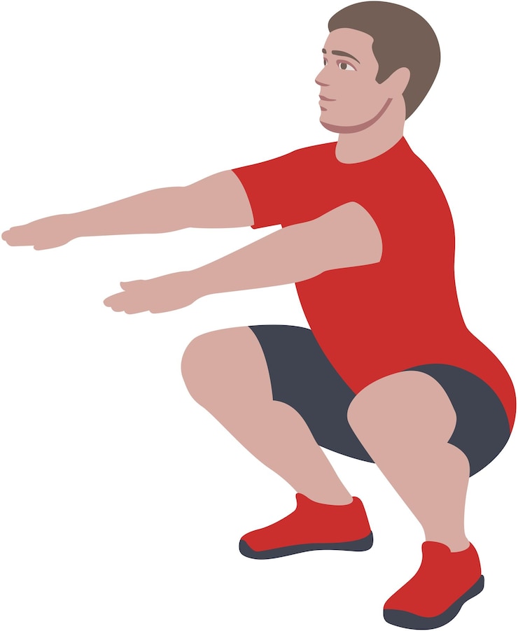 Vector crossfit workout training for open games championship. sport man training air squats exercise