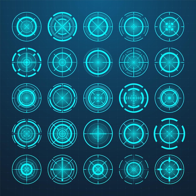 crosshair gun sight vector icons bullseye black target or aim symbol military rifle scope shooting