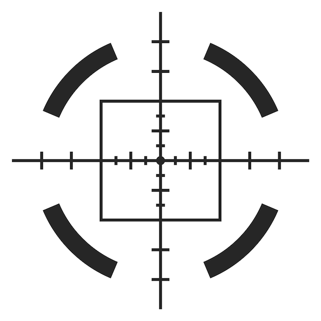 벡터 십자선 아이콘 스나이퍼 목표 검은 아이콘 흰색 배경에 고립