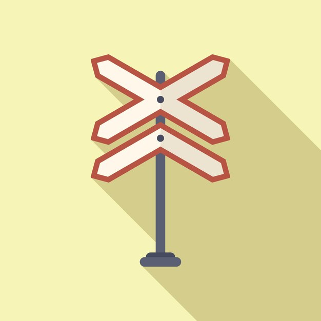 Crossing rail sign icon flat vector Railway cross