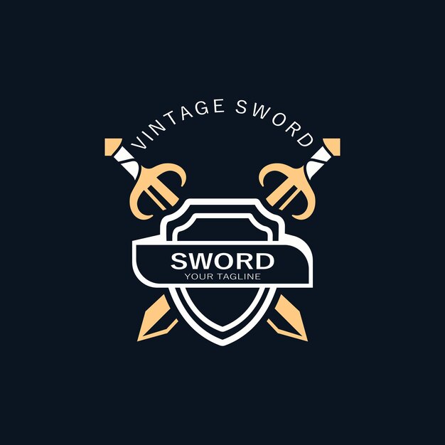 Crossing Sword vintage logo ontwerp illustratie zwaard element kan worden gebruikt als logo pictogram sjabloon wapenschild concept