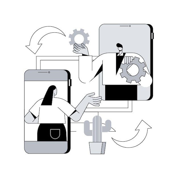 Vettore illustrazione vettoriale del concetto astratto del software multipiattaforma