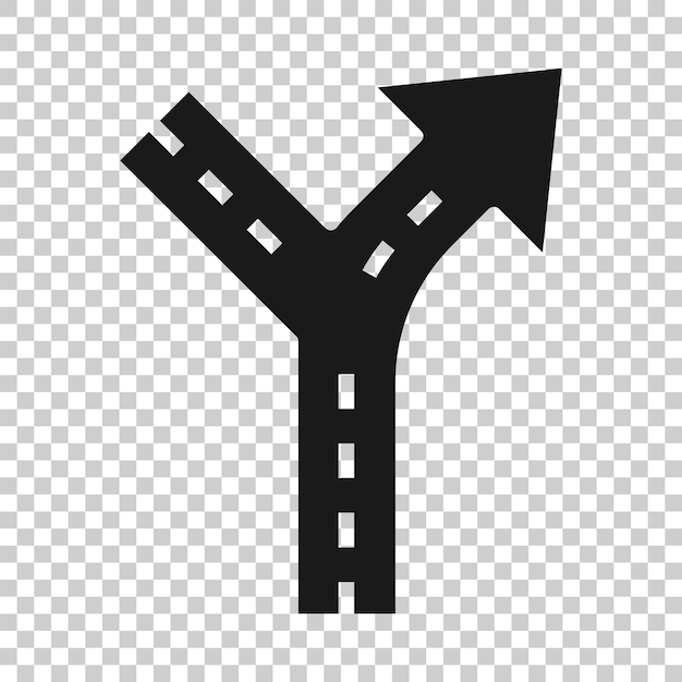 Crossroad icon in flat style Road direction navigation vector illustration on white isolated background Locate pin position business concept