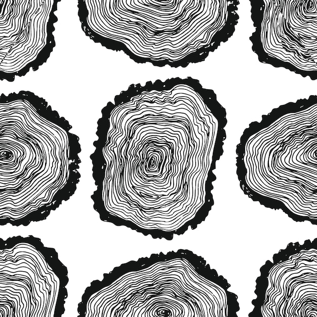 crosssection of a tree seamless pattern hand draw tree rings hand draw seamless vector pattern