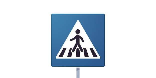 Vector crosswalk and road sign flat vector illustration