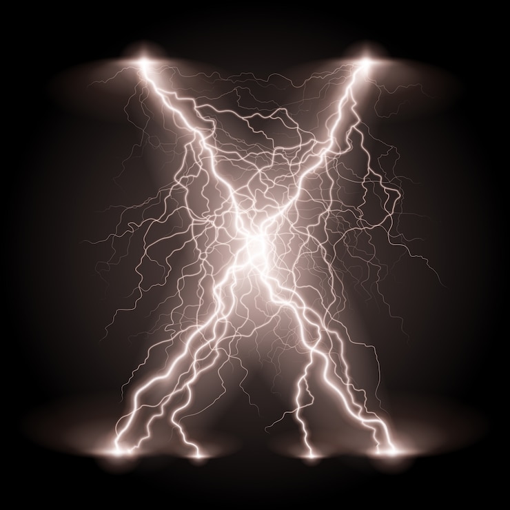 Vector crosswise lightning lines