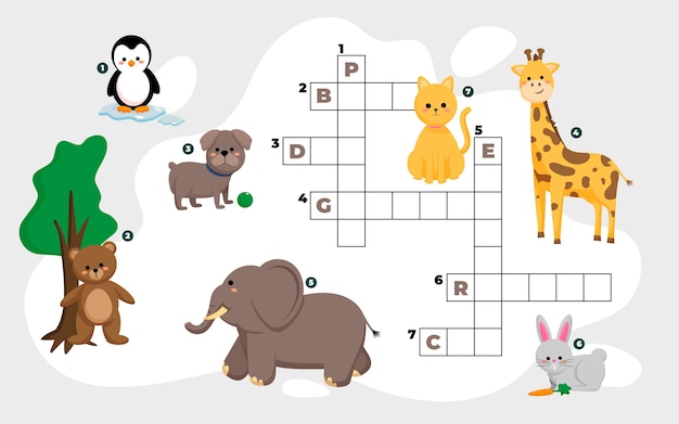 Vector crossword in english for kids