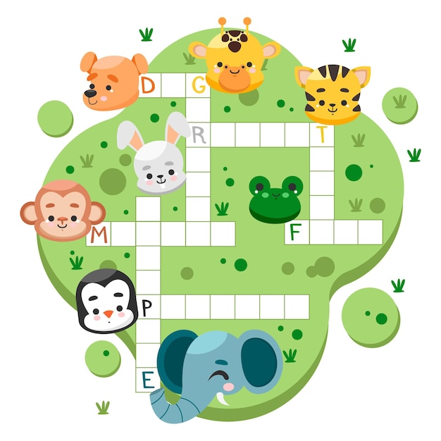 Vector crossword in english for kids