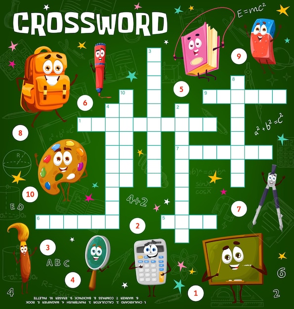 Crossword puzzle game with school characters