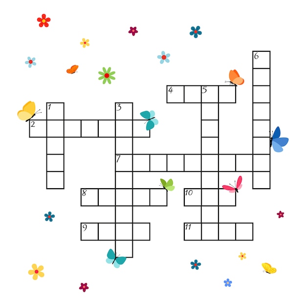 Crossword template with butterflies