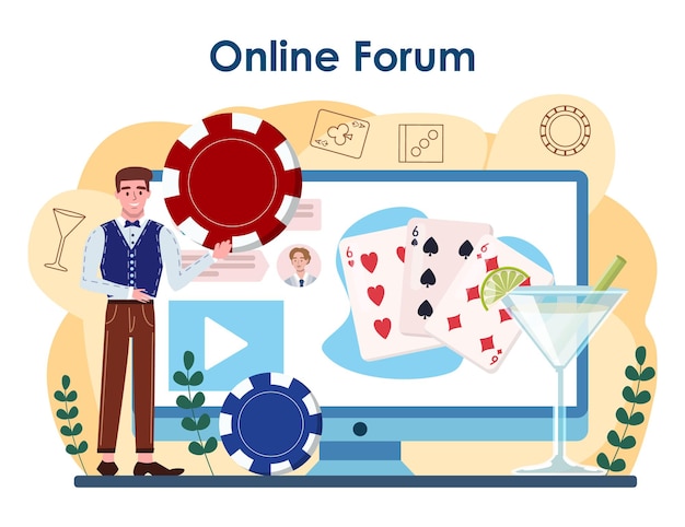 Croupier online service or platform person in uniform behind