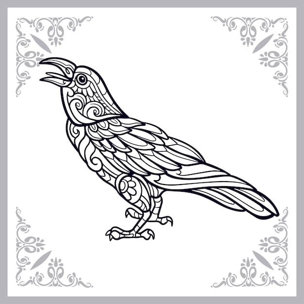 Crow bird zentangle arts isolated on white background