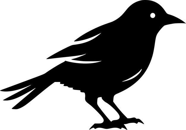 Vector crow black and white isolated icon vector illustration