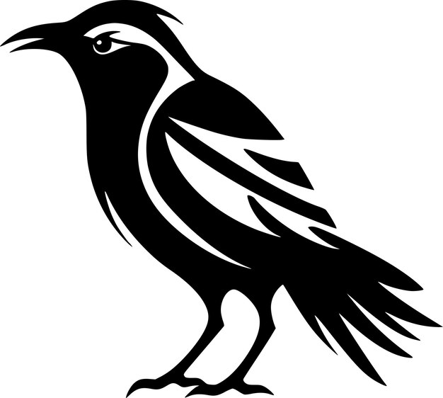 Vector crow black and white isolated icon vector illustration