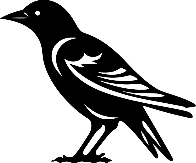 Vector crow black and white vector illustration