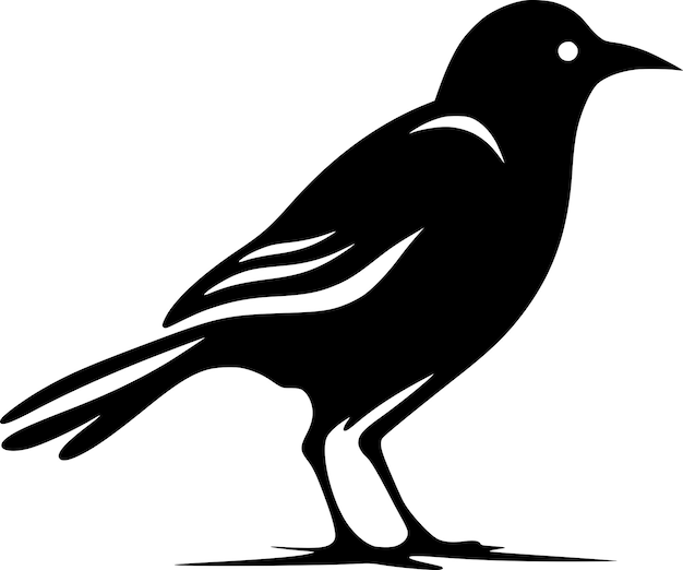 Vector crow black and white vector illustration