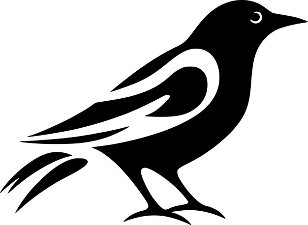 Premium Vector | Crow Black and White Vector illustration