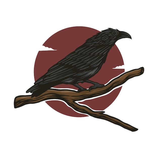 Crow hand drawn vector illustration