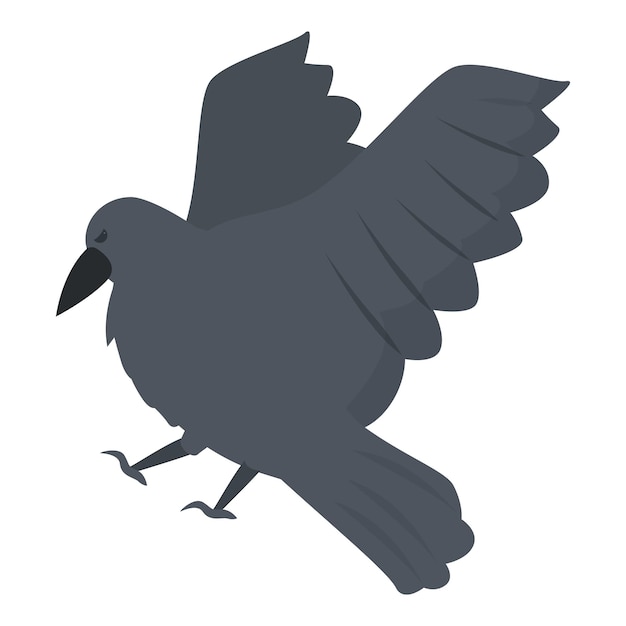 Vector crow icon cartoon vector flight feather fly bird