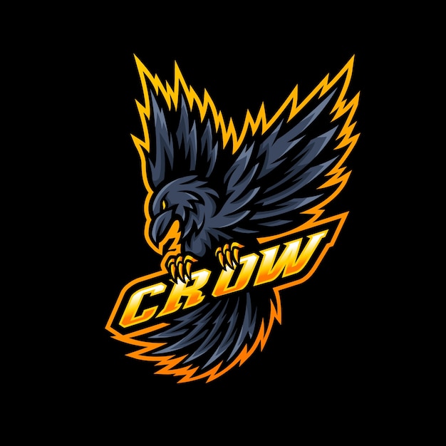 Gioco esport del logo della mascotte del corvo