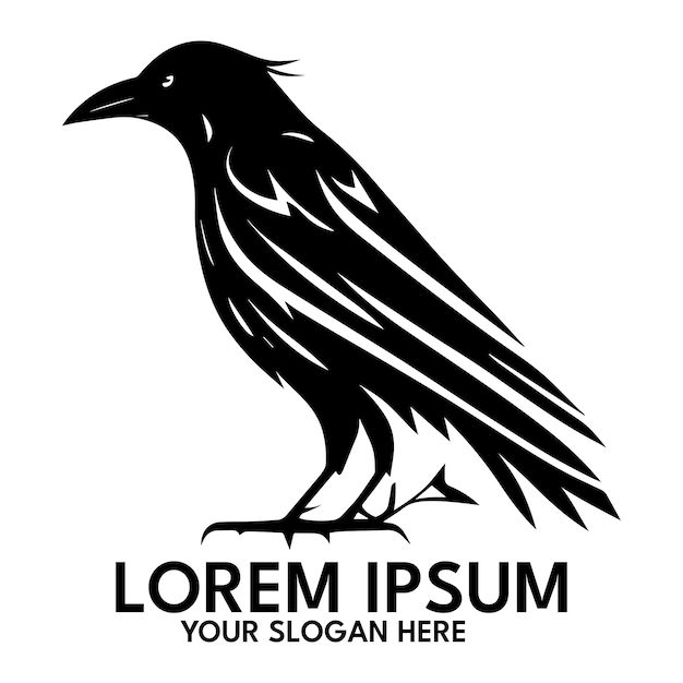 Crow silhouette logo style vector illustration