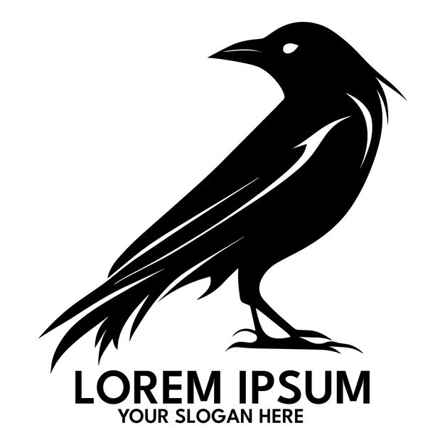 Vector crow silhouette logo style vector illustration