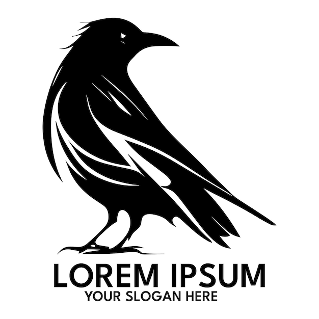 Illustrazione di vettore di stile di logo della siluetta del corvo