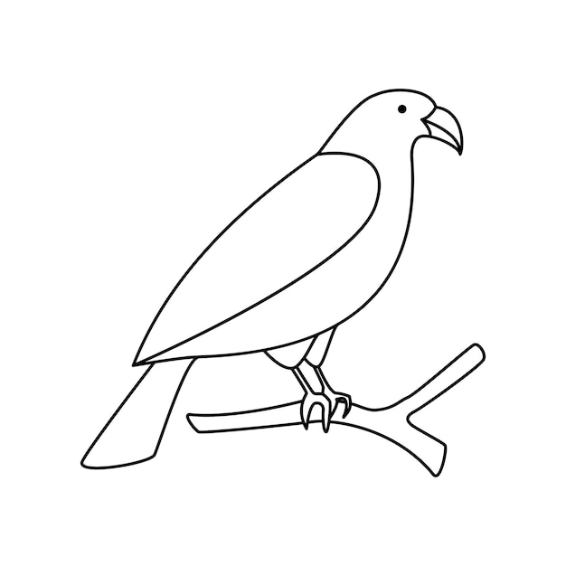 Crow single continuous one line out line vector art drawing and tattoo design